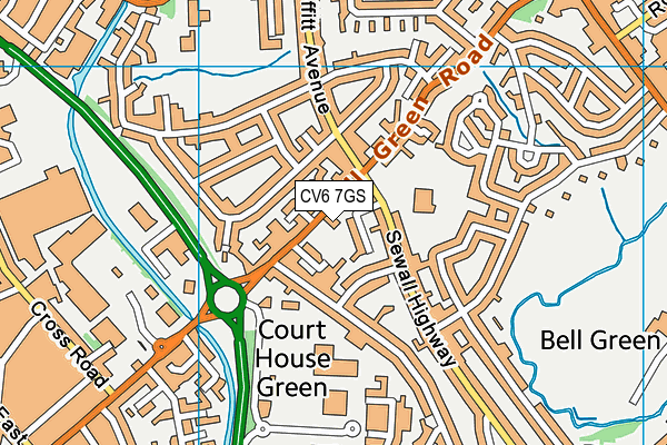 CV6 7GS map - OS VectorMap District (Ordnance Survey)