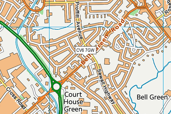 CV6 7GW map - OS VectorMap District (Ordnance Survey)