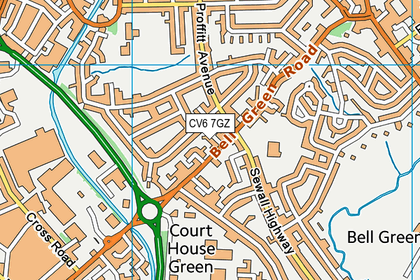 CV6 7GZ map - OS VectorMap District (Ordnance Survey)