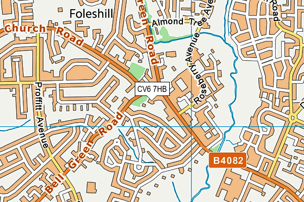 CV6 7HB map - OS VectorMap District (Ordnance Survey)