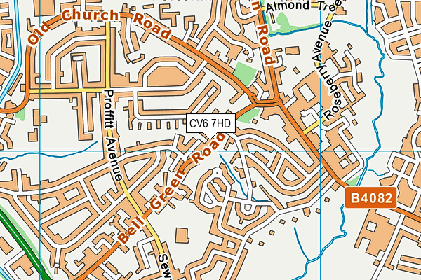 CV6 7HD map - OS VectorMap District (Ordnance Survey)