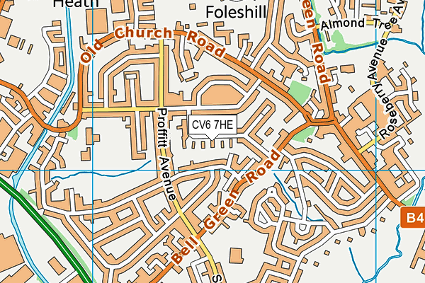 CV6 7HE map - OS VectorMap District (Ordnance Survey)