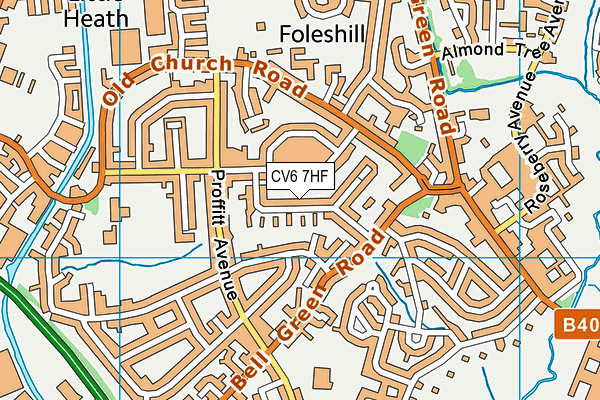 CV6 7HF map - OS VectorMap District (Ordnance Survey)