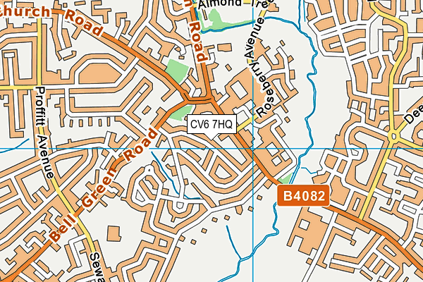 CV6 7HQ map - OS VectorMap District (Ordnance Survey)