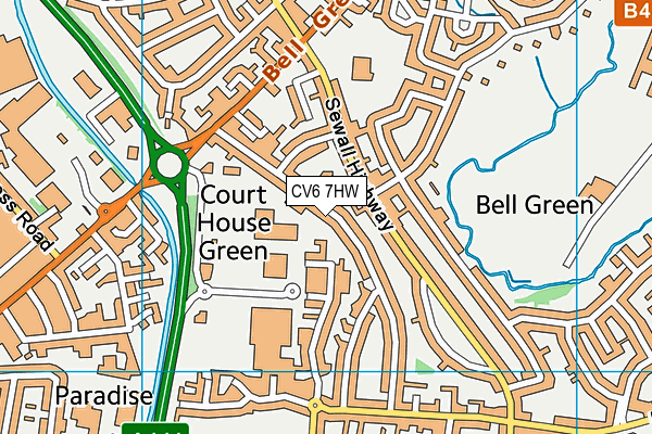 CV6 7HW map - OS VectorMap District (Ordnance Survey)