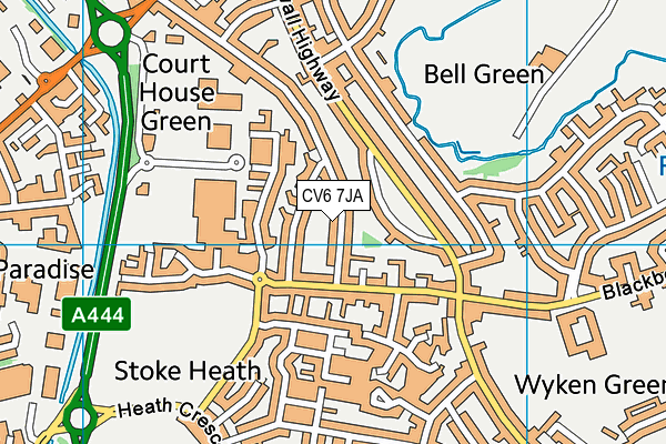 CV6 7JA map - OS VectorMap District (Ordnance Survey)