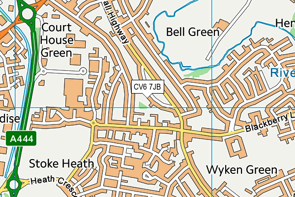 CV6 7JB map - OS VectorMap District (Ordnance Survey)