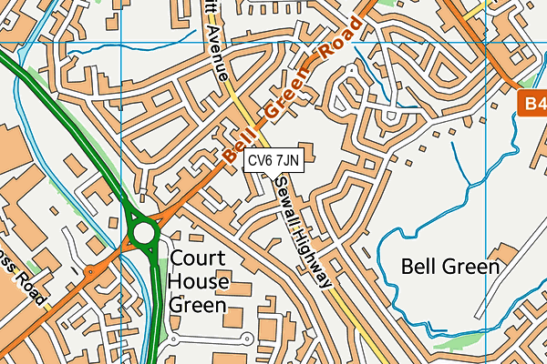 CV6 7JN map - OS VectorMap District (Ordnance Survey)