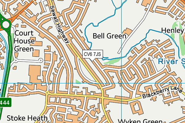 CV6 7JS map - OS VectorMap District (Ordnance Survey)