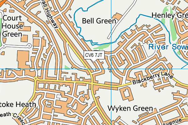 CV6 7JT map - OS VectorMap District (Ordnance Survey)