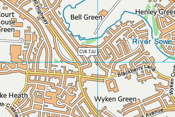 CV6 7JU map - OS VectorMap District (Ordnance Survey)