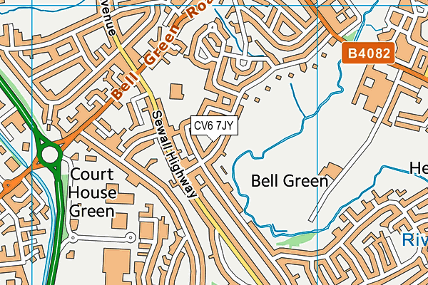 CV6 7JY map - OS VectorMap District (Ordnance Survey)