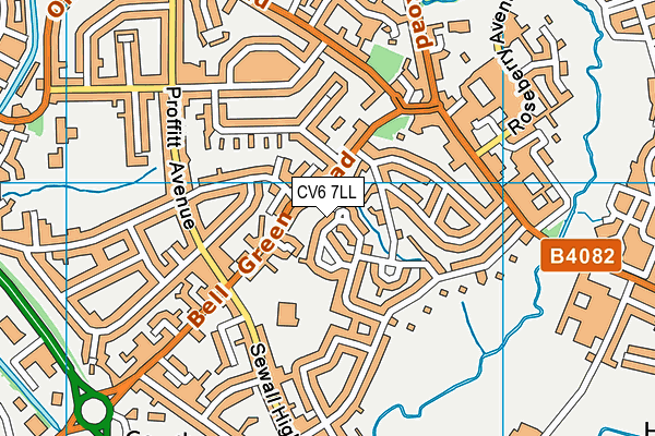 CV6 7LL map - OS VectorMap District (Ordnance Survey)