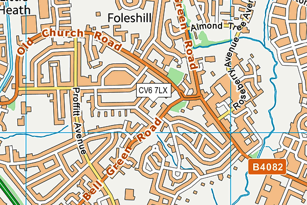 CV6 7LX map - OS VectorMap District (Ordnance Survey)