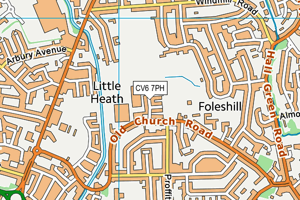 CV6 7PH map - OS VectorMap District (Ordnance Survey)