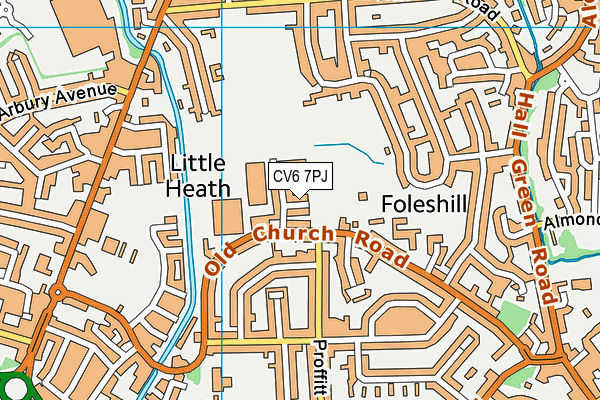 CV6 7PJ map - OS VectorMap District (Ordnance Survey)