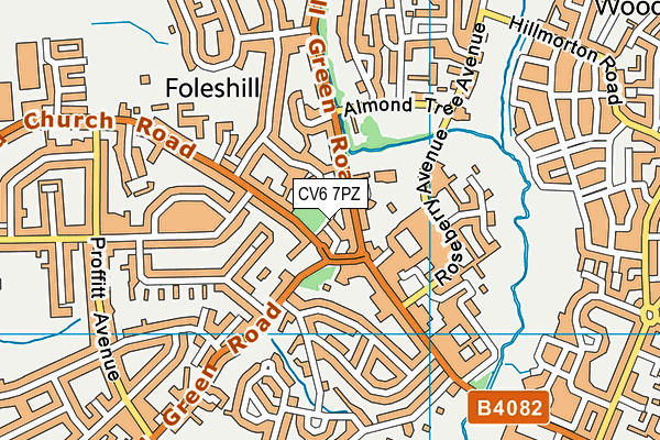 CV6 7PZ map - OS VectorMap District (Ordnance Survey)