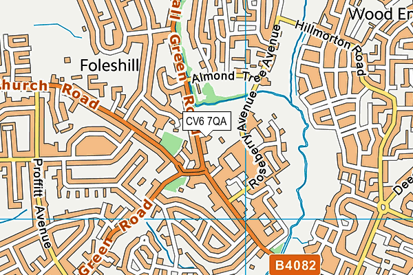 CV6 7QA map - OS VectorMap District (Ordnance Survey)