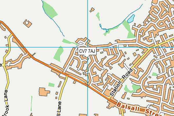 CV7 7AJ map - OS VectorMap District (Ordnance Survey)