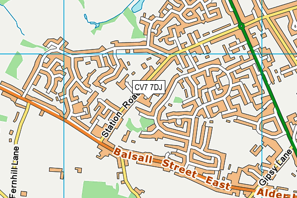 CV7 7DJ map - OS VectorMap District (Ordnance Survey)