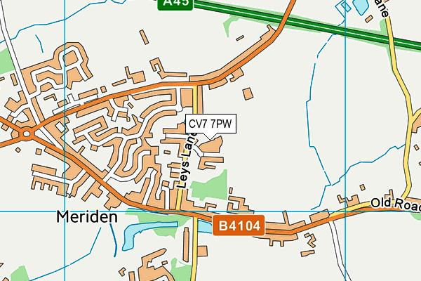 CV7 7PW map - OS VectorMap District (Ordnance Survey)