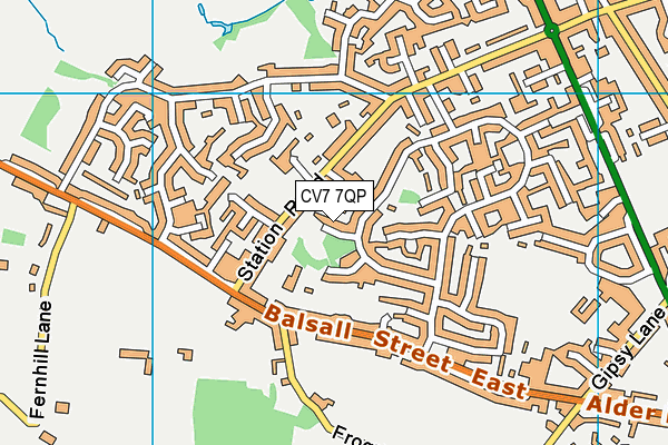 CV7 7QP map - OS VectorMap District (Ordnance Survey)