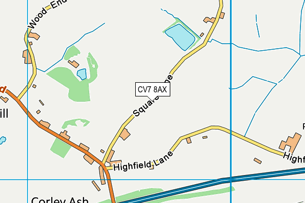 CV7 8AX map - OS VectorMap District (Ordnance Survey)