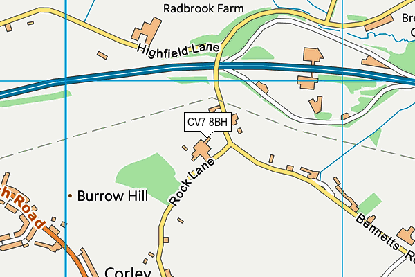 CV7 8BH map - OS VectorMap District (Ordnance Survey)