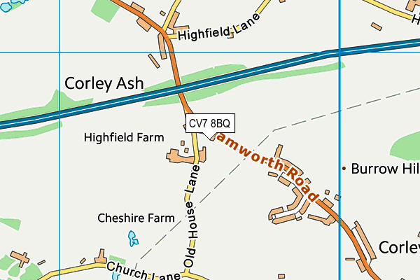 CV7 8BQ map - OS VectorMap District (Ordnance Survey)