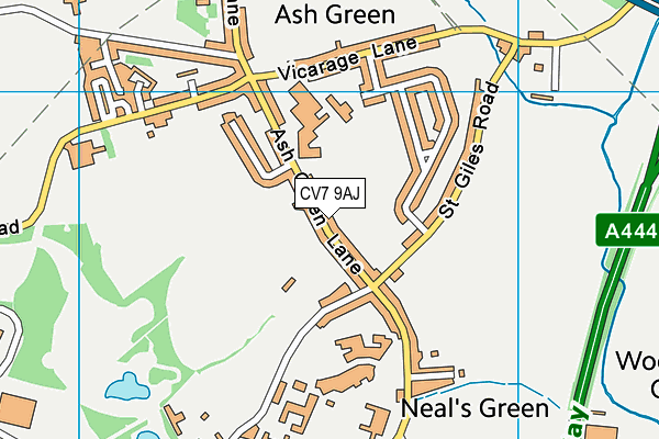 CV7 9AJ map - OS VectorMap District (Ordnance Survey)