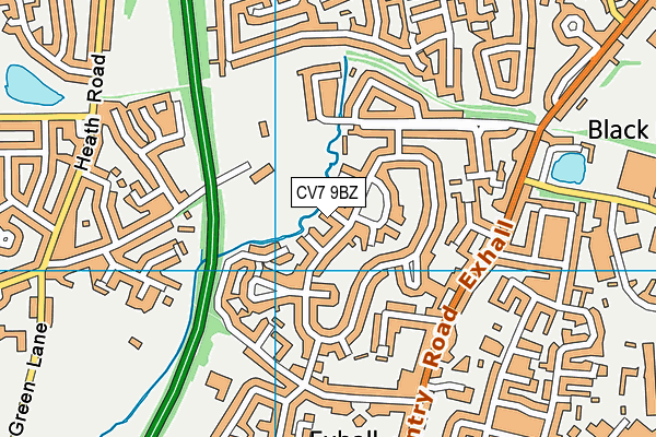 CV7 9BZ map - OS VectorMap District (Ordnance Survey)
