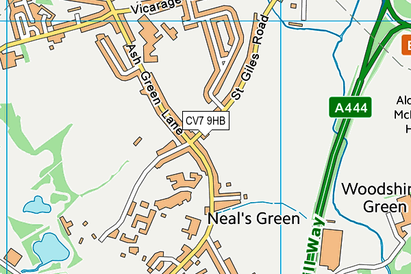 CV7 9HB map - OS VectorMap District (Ordnance Survey)