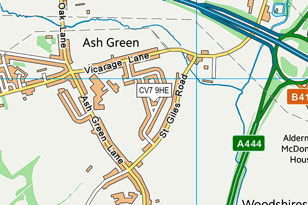 CV7 9HE map - OS VectorMap District (Ordnance Survey)