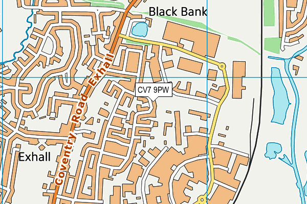 CV7 9PW map - OS VectorMap District (Ordnance Survey)