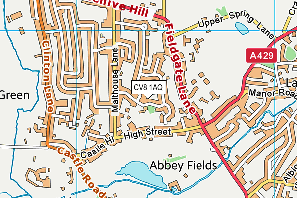 CV8 1AQ map - OS VectorMap District (Ordnance Survey)