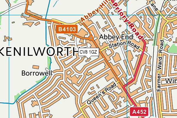 CV8 1GZ map - OS VectorMap District (Ordnance Survey)