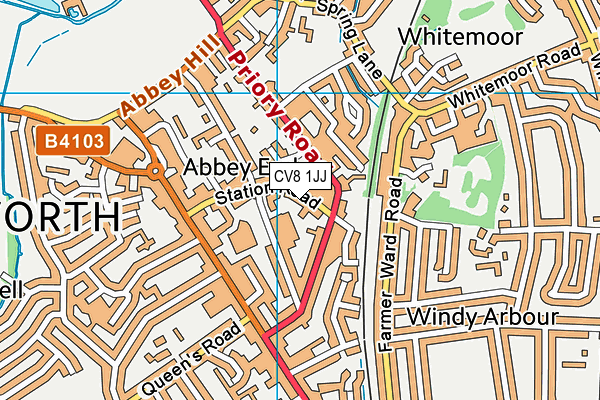 CV8 1JJ map - OS VectorMap District (Ordnance Survey)