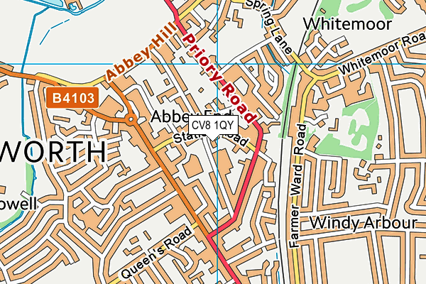 CV8 1QY map - OS VectorMap District (Ordnance Survey)