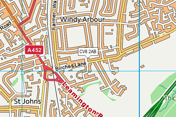 CV8 2AB map - OS VectorMap District (Ordnance Survey)