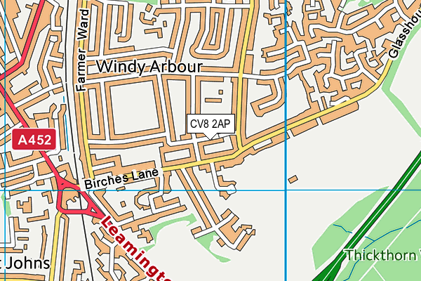CV8 2AP map - OS VectorMap District (Ordnance Survey)