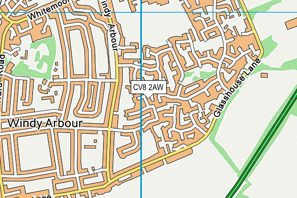 CV8 2AW map - OS VectorMap District (Ordnance Survey)