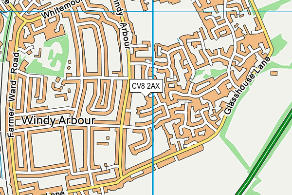 CV8 2AX map - OS VectorMap District (Ordnance Survey)