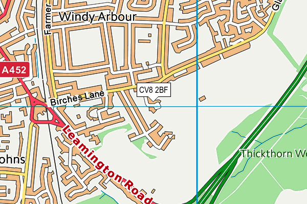 CV8 2BF map - OS VectorMap District (Ordnance Survey)