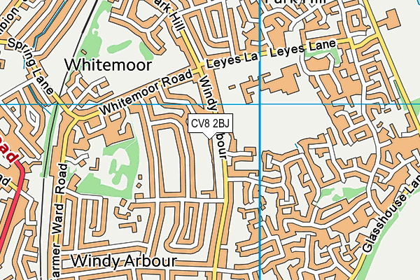 CV8 2BJ map - OS VectorMap District (Ordnance Survey)