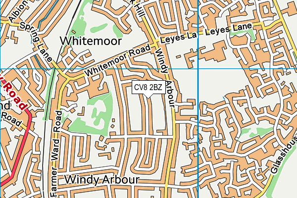 CV8 2BZ map - OS VectorMap District (Ordnance Survey)