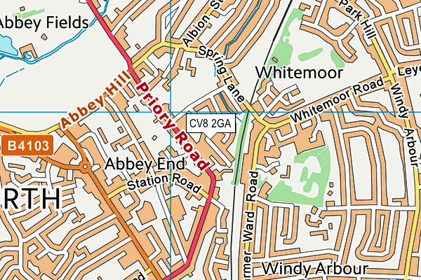 CV8 2GA map - OS VectorMap District (Ordnance Survey)