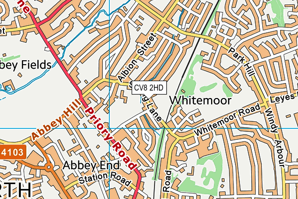 CV8 2HD map - OS VectorMap District (Ordnance Survey)