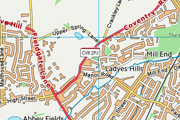 CV8 2PJ map - OS VectorMap District (Ordnance Survey)