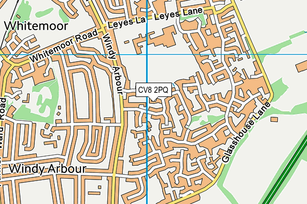 CV8 2PQ map - OS VectorMap District (Ordnance Survey)