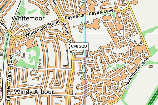 CV8 2QD map - OS VectorMap District (Ordnance Survey)